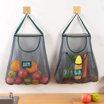 Mutfak Çok Fonksiyonlu Meyve Sebze Asılı Çanta Duvar Asılı Zencefil Sarımsak saklama çantası Örgü Çanta Kullanımlık Depolama Artefakt