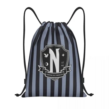 Özel Nevermore Akademisi Çarşamba Addams İpli alışveriş çantası Yoga Sırt Çantaları Erkekler Kadınlar Korku TV Spor Salonu Sırt Çantası