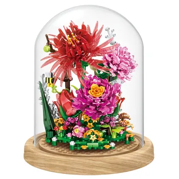 2022 Şehir Yaratıcılık Ölümsüz Çiçek Çiçekleri Etli Bitki Mini Yapı Taşları Tuğla DIY MOC Montaj Oyuncaklar Kızlar İçin Hediye