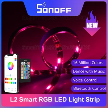 SONOFF L2 RGB led ışık şeridi Yükseltilmiş Bluetooth uyumlu Uzaktan Kumanda üzerinden eWeLink Ses Kontrolü Desteği Alexa Google Ev