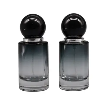 1oz 30ml Cam Parfüm Şişesi Yuvarlak Top Kapaklı Gümüş Sprey Boyun Pompası Taşınabilir Boş Kozmetik Parfüm Atomizer Doldurulabilir Şişeler