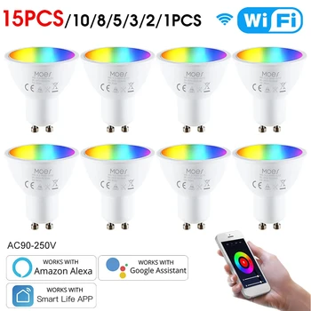 GU10 LED Ampuller WİFİ akıllı LED ampuller RGB CW Beyaz Kısılabilir Lambalar Ev için Akıllı Yaşam APP Kontrol Ampul Alexa İçin Çalışmak Google