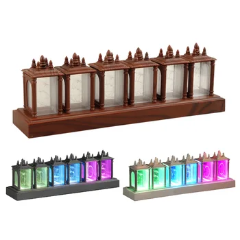 Renkli Nixie C Tipi Şarj DIY Ahşap masa Saati RGB Ortam ışığı Süsleme 7 Modları Elektronik Masaüstü Saat Dekorasyon Hediyeler