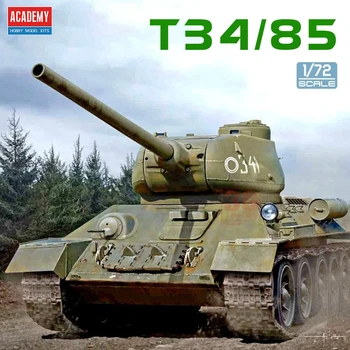 Akademisi 13421 Montaj Tankı Modeli 1/72 Ölçekli Sovyet Orta Tankı T-34-85 Plastik Model Askeri Model Hobi Koleksiyonu DIY