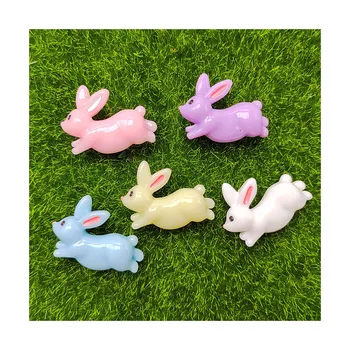 Yeni Güzel 27 * 30MM Paskalya Tatili Dekoratif El Sanatları Pastel Bunny Tavşanlar Reçine Hayvan Flatbck Bebek Çocuk İşçiliği Fikirleri