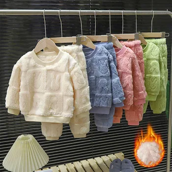 Bebek Kız Giysileri Yenidoğan giyim setleri Sonbahar Kış Çocuk Boys Artı Polar Sıcak Kazak Üstleri Pantolon 2 adet Takım Elbise 0-2 Yaşında