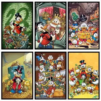 Disney Karikatür Donald Ördek Posteri Beyaz Kraft Kağıt Dünya Sizin Para Resim Duvar Oturma Odası Baskılar Bebek Odası Dekor