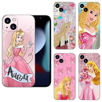Uyku Güzellik Prenses Aurora telefon kılıfı için Apple iPhone 12 13 Mini 11 14 15 Pro XS Max 7 8 Artı X XR SE 2020 2022 Siyah Kılıf
