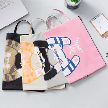 Tutucu depolama fermuar kalem çantası malzemeleri taşınabilir Kawaii sevimli okul dosya kedi ofis