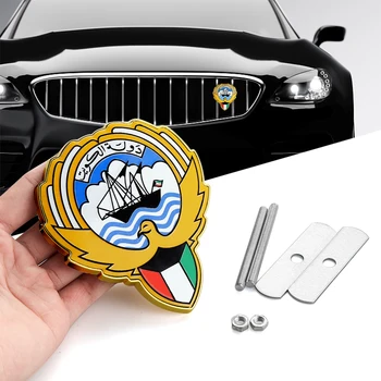 Araba Styling 3D Metal Etiket Kuveyt Ulusal Bayrak Amblemi Otomatik Vücut Gövde Dekor Toyota BMW Mercedes Suzuki Ford Chevrolet Kia