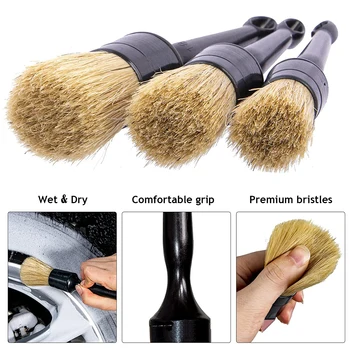 3 Adet Domuzu Saç Araba Detay Fırça Araba tekerlek fırçası Otomatik Temizleme Detay Araçları Araba İç Dashboard Temizleme Fırçası Kıl Fırçalar