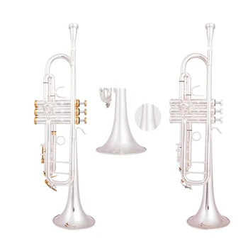 Acemi trompet Yüksek Kaliteli Bb Trompet Pirinç Müzik Aletleri Gümüş Kaplama Bb Trompet Ağızlık Eldiven Çantası
