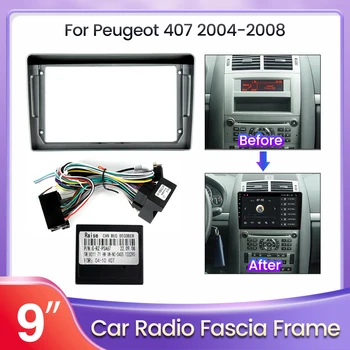 9 İnç Araba Radyo Fasya Çerçeve Adaptörü Canbus Box Protokolü Dekoder Peugeot 407 2004 - 2008 İçin Android Ekran Ses CD Dash Panel