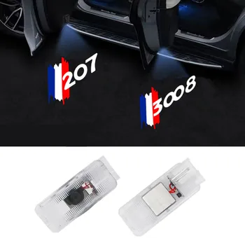 2 ADET Araba Kapı Amblemi led ışık Karşılama Lambası Kablosuz Lazer Projektör Peugeot için 206 207 208 306 307 308 407 408 508 2008 3008