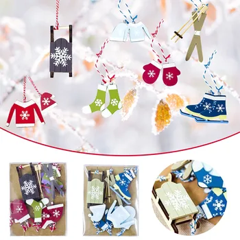 Noel Kayak Takım Elbise Kolye Noel Ağacı Ahşap Boyalı Asılı Etiket Noel Dekorasyon Navidad Noel Ağacı Kolye Süsler