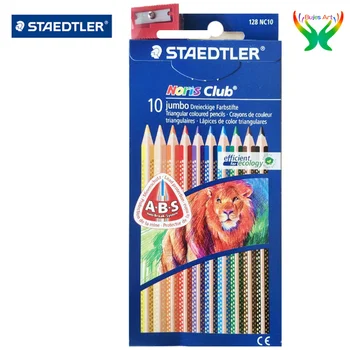 Almanya Staedtler 10 renk ekstra kalın üçgen renkli kurşun kalem 128nc12 kalem sanat boyama profesyonel kalem takım elbise malzemeleri