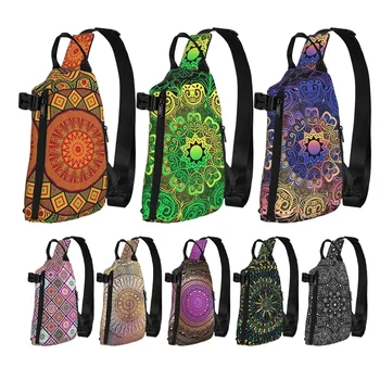 Afrika Mandala Dairesel Desen Renkli omuz çantaları Göğüs Çapraz Göğüs Çantası Çapraz Rahat askılı çanta seyahat el çantası