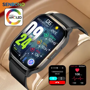 SENBONO 2023 AMOLED akıllı bluetooth saat Çağrı İzle 2.01 İnç HD Her Zaman Ekranda Spor İzci Spor Smartwatch Erkekler Kadınlar