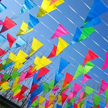 Renkli Bayraklar El Yapımı Kumaş Kiraz Kuşu Bayrakları 50/80 Metre Doğum Günü Düğün Festivali Flama Dize Afiş Kiraz Kuşu Dekor