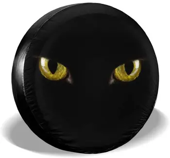 Foruıdea Siyah Kedi Gözler Korkunç yedek lastik kılıfı Su Geçirmez Toz Geçirmez UV Güneş jant lastik kılıfı için Fit Jeep, Römork, RV, SUV ve M