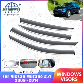 Rüzgar Deflector Nissan Murano için Z51 2009~2014 Aksesuarları Araba Pencere Yağmur Kaş Muhafızları Oto Güneşlik Tente Trim 2011 2012