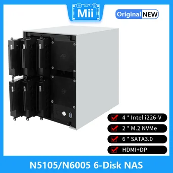 N5105 / N6005 NAS / 6 SATA/Çift M. 2 / ITX / ı226-V Ağ Kartı