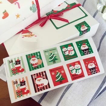 300 Adet Noel Temalı Etiket Noel Damga Sızdırmazlık Çıkartmalar Renkli dekorasyon çıkartması Ev Hediye Paketleme Malzemeleri
