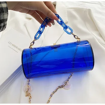 Kadın Çantası Moda TPU 2023 Yeni Yaz Kova Zincirleri Katı Fermuar omuzdan askili çanta Çanta Pures ve Çanta Crossbody Kadın Çantası