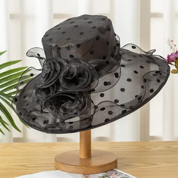 Nokta İşlemeli Kova Şapka Kadın Bob Yumuşak Dantel Çiçek Şeffaf Gazlı Bez Panama Havzası Kap Kızlar Yaz Çiçekler Balıkçılık güneş şapkaları