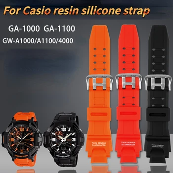 Silikon Kauçuk kayış Casio G-SHOCK GA1000 GA1100 GW4000 G1400 GW-A1000 / 1100 Mavi kırmızı Su Geçirmez Kordonlu Saat erkek Aksesuarları