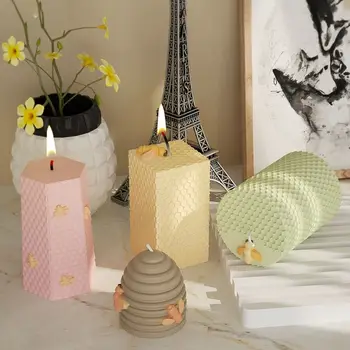 3D Arı Petek Mum Kalıp DIY Silikon Kek Reçine Kalıpları 3D Sanat Balmumu Mum Yapımı Kalıp Silikon El Yapımı Sabun Kalıpları