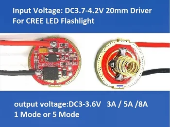 1 Mod veya 5 Mod Led Sürücü Girişi DC3.7-4.2 V Çıkış DC3-3.6 V 3A/5A/8A Cree XML2 T6 P90 Led el feneri