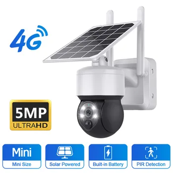 5MP Güneş Kamera 4G SIM / WIFI 355 PTZ Açık Su Geçirmez PIR İnsan Algılama Kamera Güneş Enerjili Kamera CCTV Güvenlik Kameraları