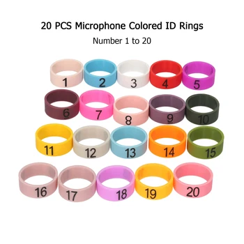 20 ADET Mikrofon Renkli KİMLİK Yüzük Numarası Çok Renkli Yumuşak silikon halka Ayırt Etmek için Farklı Mikrofonlar (Rastgele Renk)