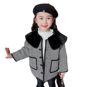 Kızlar Kış Ceket Ceket Ekose Desen Kız Ceket Rahat Tarzı Çocuk Ceket Yürümeye Başlayan çocuk giyim
