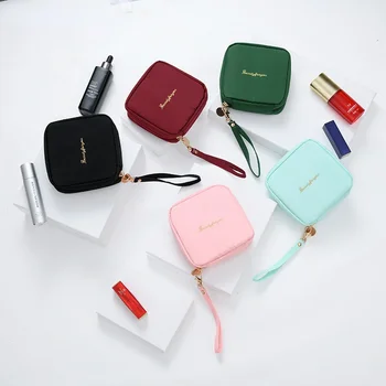 Mini Kare Kozmetik Çantası Düz Renk Makyaj Çantaları Seyahat Güzellik Makyaj çanta düzenleyici kalem Çantası Bolsos De Maquillaje Neceser