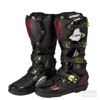 Motosiklet botları deri hız uzun ayakkabı Off-road Motocross motosiklet Botas  