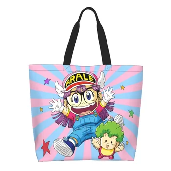 Moda Baskı Dr. Çökme Anime Manga Tote Alışveriş Çantaları Taşınabilir Tuval Omuz Alışveriş Arale Norimaki Ve Gatchan Çanta
