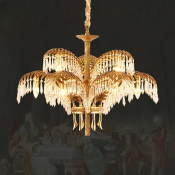 Avrupa rokoko pirinç oturma odası kolye ışıkları fransız barok klasik Vintage bakır avize kilise lüks kristal lambalar