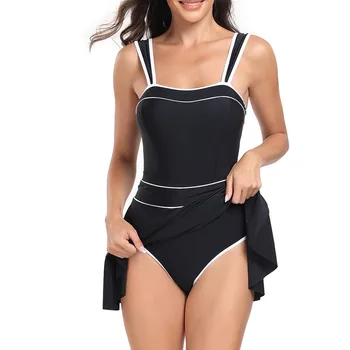 Kadın bikini Moda Seksi Spor Mayo Hızlı Kuru Tek Parça Bikini Etek Düz Renk 2024 купальникченский스수영복