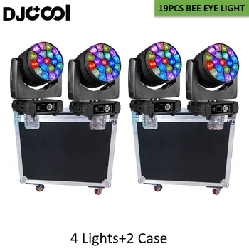 4 adet Arı Gözü 19x40W hareketli kafa Rgbw 4In1 LED yıkama Yakınlaştırma hareketli kafa ışık Kil Paky arı gözü 19x15w sahne ışığı uçuş çantası