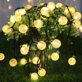 LED Güneş İşık Dize Topu 8 Modları ile Açık Kamp Garland Bahçe Partisi Düğün Dekor Kristal Peri İşık