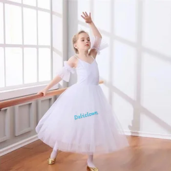Yeni Profesyonel Bale Tutu Uzun Tül Elbise Kız Beyaz Kuğu Bale Elbise Performans Dans Balerin Kostüm Çocuklar Kızlar İçin