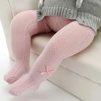 Yeni Sevimli Yaylar Pembe Prenses Bebek Kız Tayt Yumuşak Pamuklu İnce Örgü Toddler Kız Tayt Çorap Külotlu Çorap