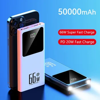 50000mah 66w Güç Bankası Süper Hızlı Şarj iphone15 Samsung Taşınabilir harici pil şarj cihazı Huawei Xiaomi Powerbank
