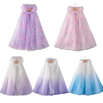 Prenses Kız Parti Soyunma Tül Pelerin Pelerin Elsa Anna Sparkly Tül Pelerinler Çocuk Cadılar Bayramı Kostümleri Çocuklar Sahne Gösterisi Elbise