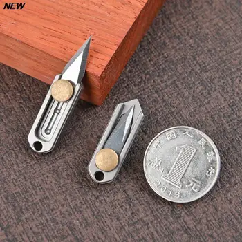 1 ADET Saf Titanyum Mini İtme Bıçağı Titanyum Alaşımlı Keskin Taşınabilir Edc Anahtarlık Kolye Açma Ekspres Açılış