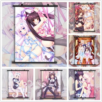 Duvar sanatı resimleri NekoPara Neko Para Çikolata Vanilya Anime Baskılar Beyaz Posterler japon animesi Oturma Odası Ev Dekorasyon için