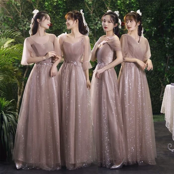 Düğün Parti Elbiseler Konuk Nedime Elbisesi V Yaka Aplikler Tül Dantel-Up uzun elbise Kadınlar Örgün Balo Abiye
