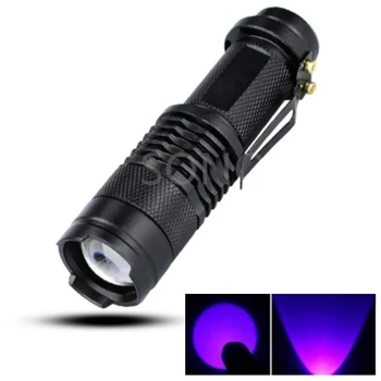 UVC 395 365 Penlight odak fener Led el feneri Torch ampuller Q5 SK68 ayarlanabilir alüminyum alaşım 2000 5 W siyah UV ışıkları